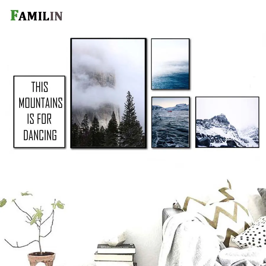 Скандинавское украшение лесной пейзаж настенное искусство холст постер и принт