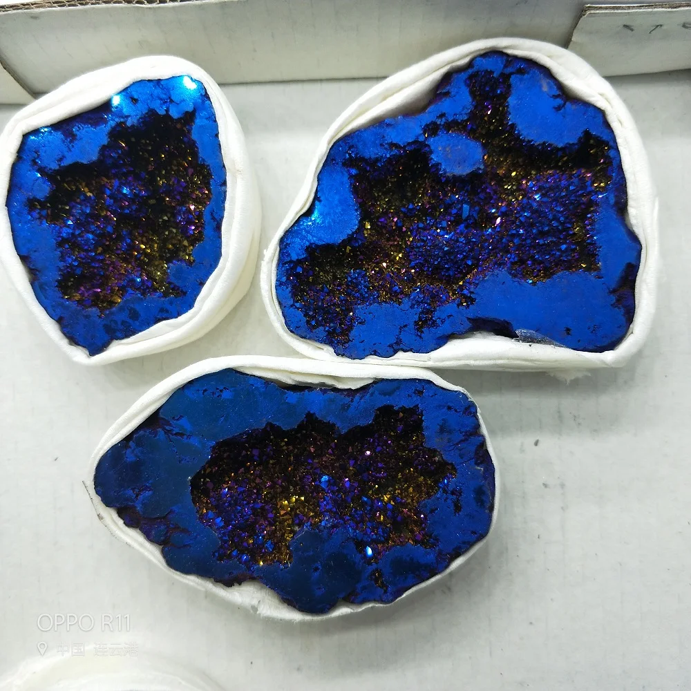 Натуральный кристаллический агат geode гальванизированный кристалл драгоценный