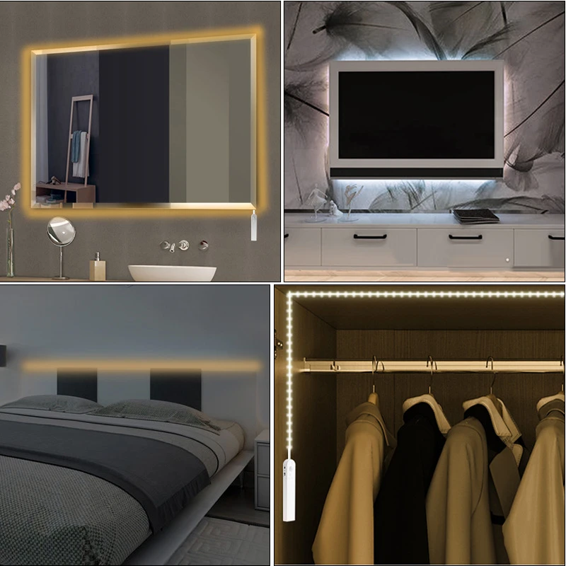 

Led Light with Battery Box Induction DC Waterproof Usb Led Light Strip Human Body Induction Cabinet Light Bed Bottom Living Room