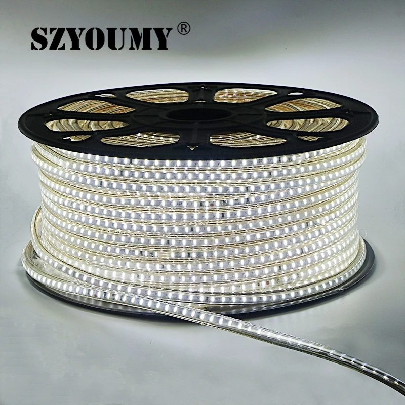 SZYOUMY 220 в 230 240 В СВЕТОДИОДНАЯ лента SMD 3014 Водонепроницаемая IP67 I теплая белая