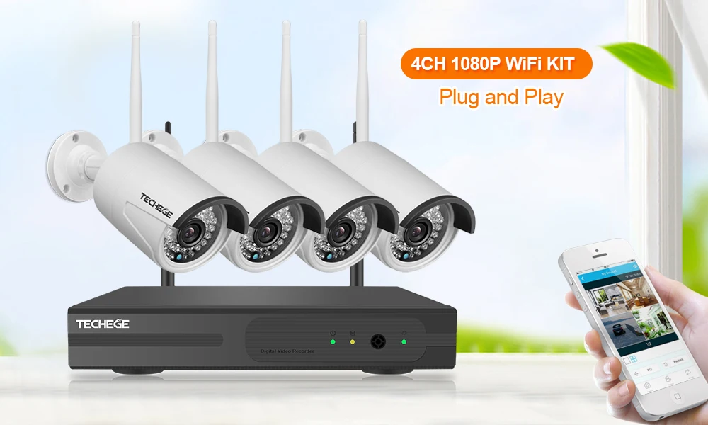 Techege 4 канала наблюдения 1080P NVR 1080P wifi IP камера 2.0MP аудио беспроводной комплект wifi камера CCTV система P2P CCTV камера система