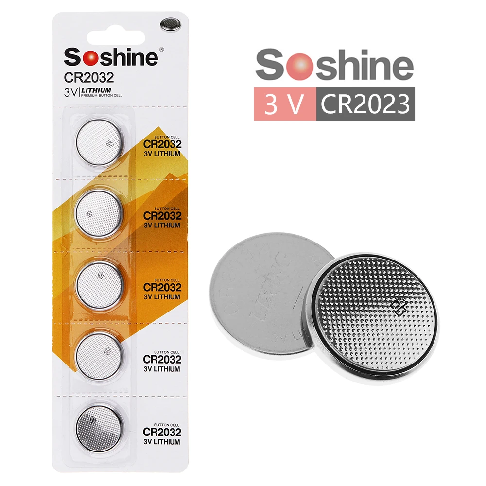 5 шт./лот Soshine 210 мАч CR 2032 CR2032 3 В литиевая батарея Кнопочная монетная для часов