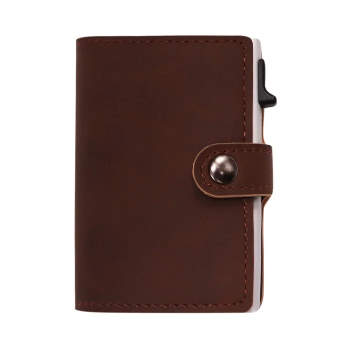 Upgrade Dark Brown Мужской алюминиевый кошелек с задним карманом, ID карта, RFID Блокировка, мини волшебный кошелек, автоматический кошелек для кредитных карт, портмоне - Цвет: Upgrade Dark Brown