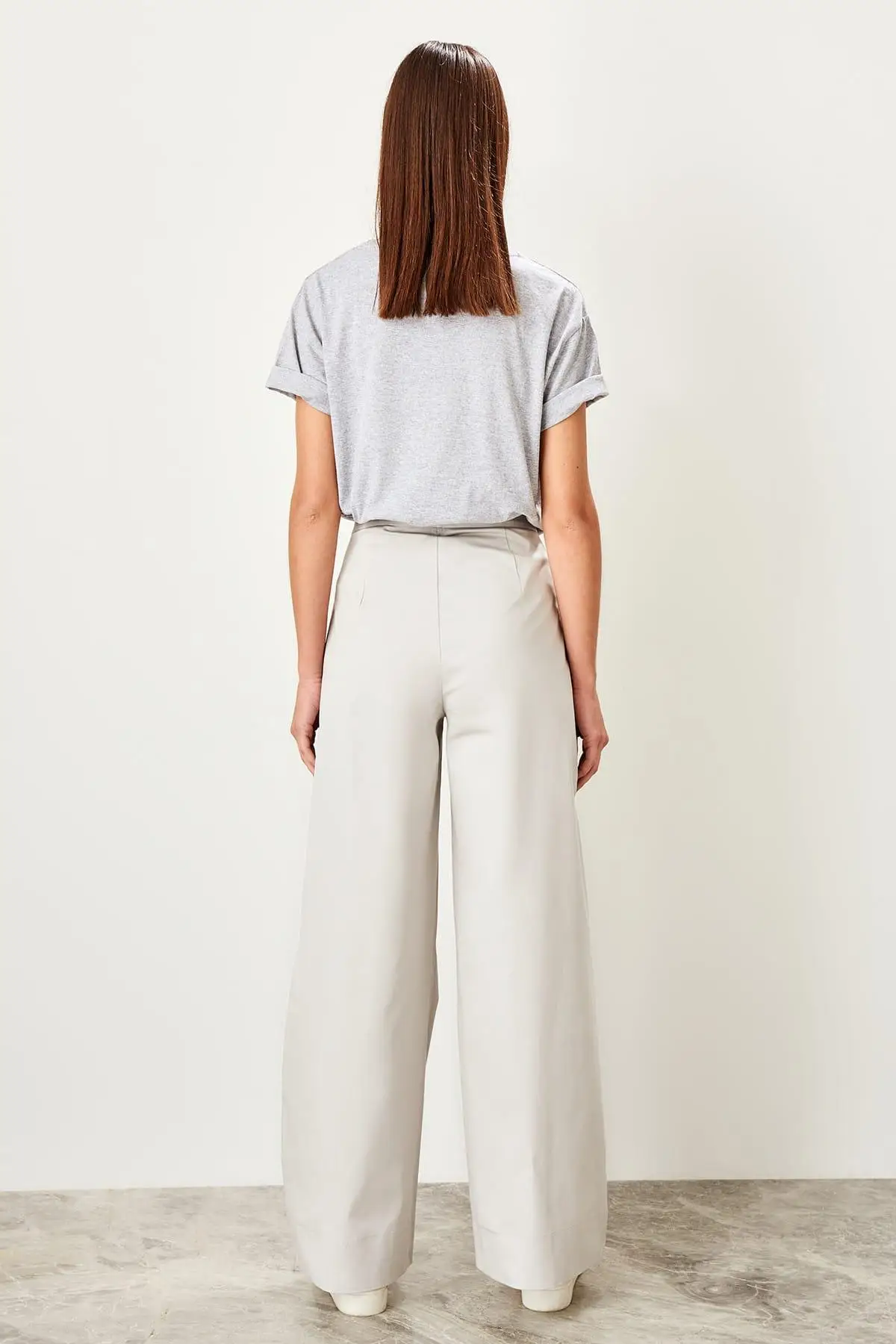Trendyol серые расклешенные брюки TWOSS19XM0287|Брюки| |