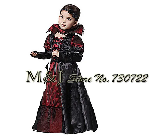 Free shipping!!Girls vampire Halloween witches zombie clothing queen plays a ball game children festival | Тематическая одежда и