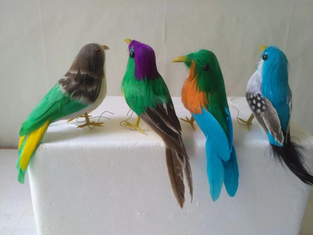 

4 pcs a lot simulation mini colourful bird model foam&feathers cute bird toy about 12cm