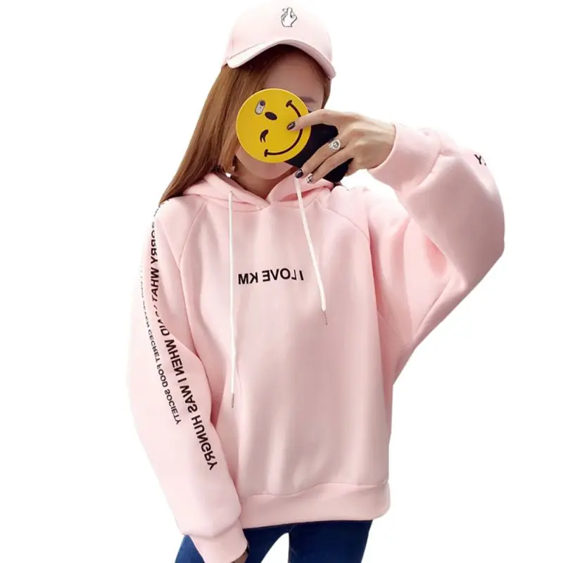 Женская толстовка с капюшоном размера плюс осенне-зимний теплый свободный