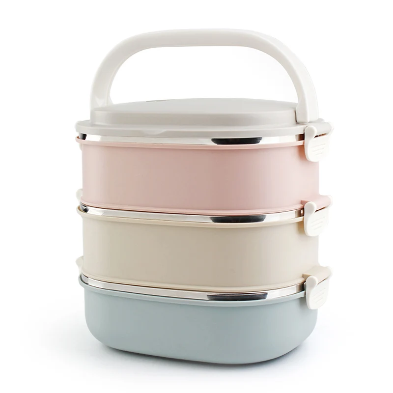 WORTHBUY 3 Layers 304 Stainless Steel Japanese Bento Box Kids Portable Outdoor School Picnic Container For Food Lunch Boxs - Цвет: Lunch Box