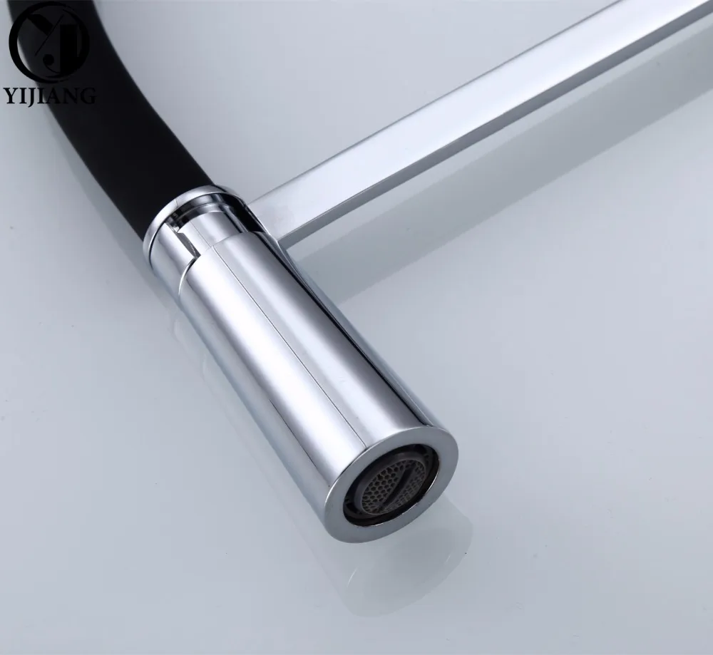 Современный латунный вращающийся Черный кран для кухонной раковины с одним