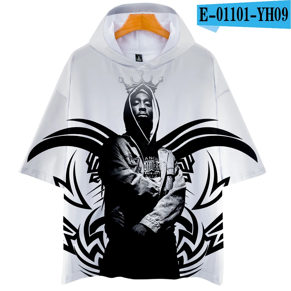 one LUCKYFRIDAY 2Pac Rapper мужские футболки 3D Повседневная летняя модная футболка с коротким рукавом и капюшоном Harajuku уличная одежда в стиле хип-хоп - Цвет: one