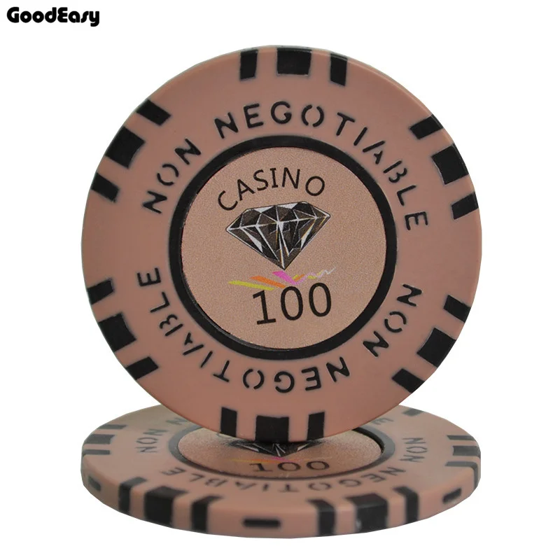 100 Казино Алмазный покерный набор монет Техасский 25 шт./лот 45 мм Hold'em покер 13,5/г глина композитный с внутренним металлом дешевые чипсы - Цвет: 100