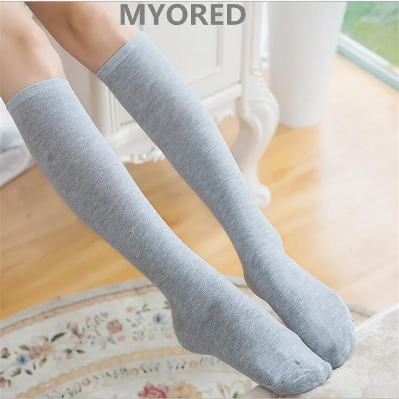 MYORED, яркие цвета, в полоску, хлопок, сексуальные женские длинные носки, стильные, вечерние, уличные, для танцев, гольфы