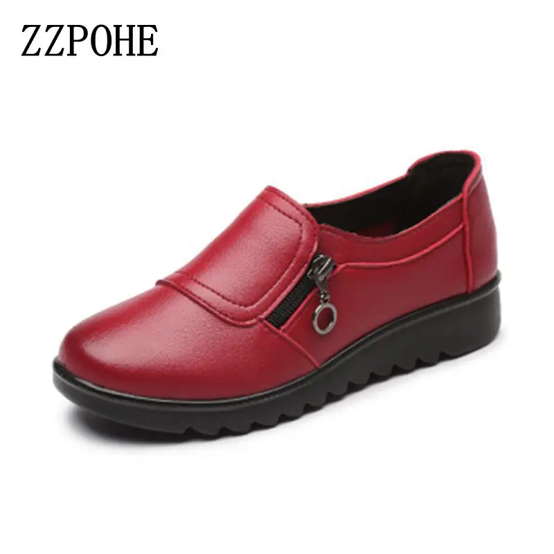 ZZPOHE/Новая Осенняя женская обувь модные повседневные женские кожаные туфли