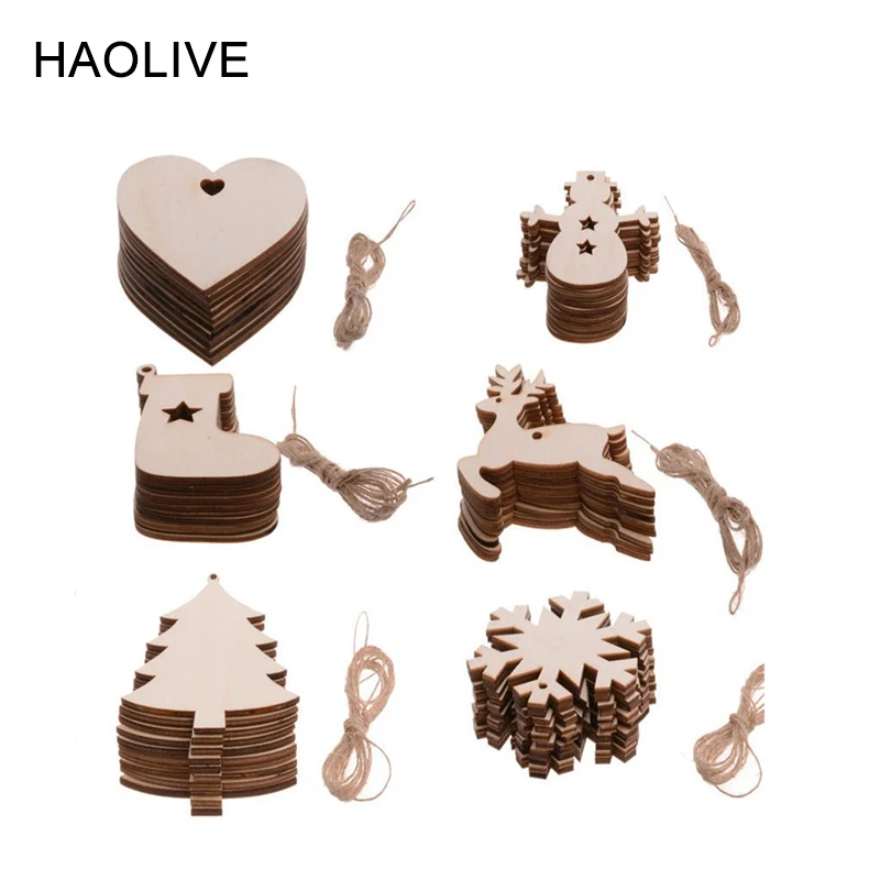 HAOLIVE 10 шт. креативный деревянный Рождественский кулон аксессуары для
