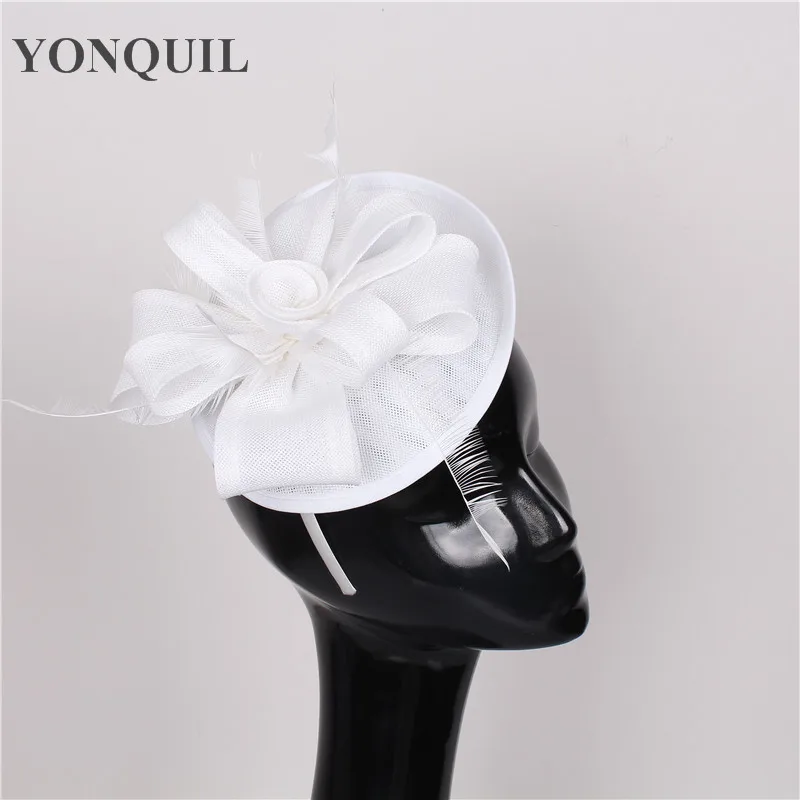 

White Or Multiple Colors DIY Fascinator Wedding Hat Bridal With Feather Headpiece Party Hair Accessories Women Event Headwear