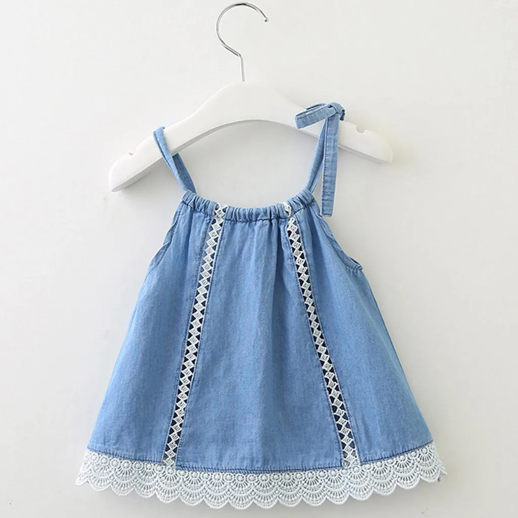 SAGACE/летние комплекты для маленьких девочек Одежда джинсовый кружевной жилет