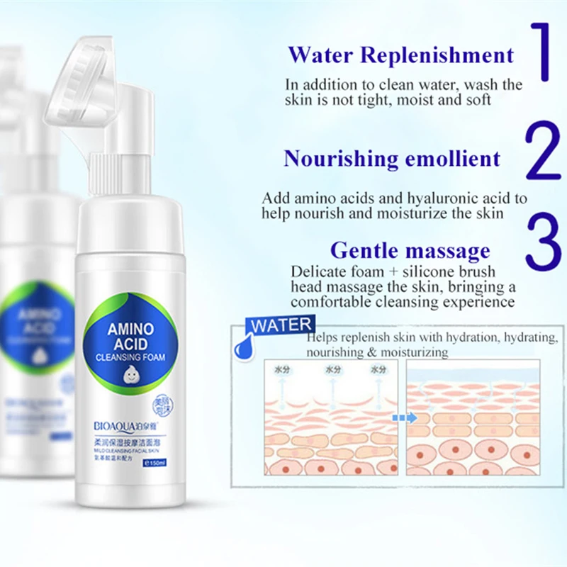 150G аминокислота для лица с гиалуроновой кислотой очищающее средство щетка мытья