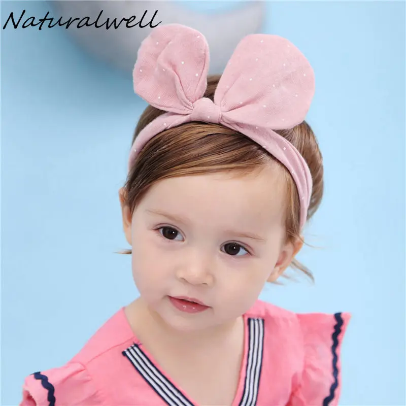 

Naturalwell Top knot Dot headband Little girls headwraps Cotton knotted headbands Children Head wraps top knot Hair bows HB132