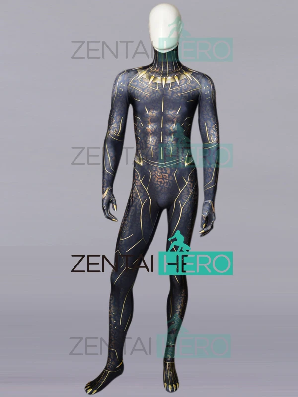 Бесплатная доставка 2019 Черная пантера Killmonger костюм 3D печать новый спандекс фильм