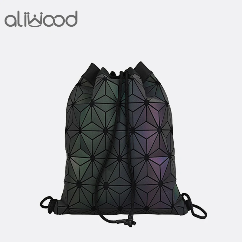 

Aliwood Women Small Backpack Drawstring Holographic Female Geometric Backpack For Teenage Girls Diamond Sequin Bagpack Rucksack