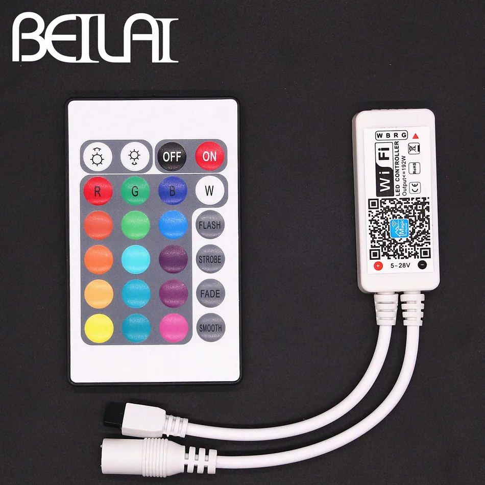 BEILAI DC 12 В wifi RGBW светодиодный контроллер для IOS/Android с ИК 24 кнопочным пультом