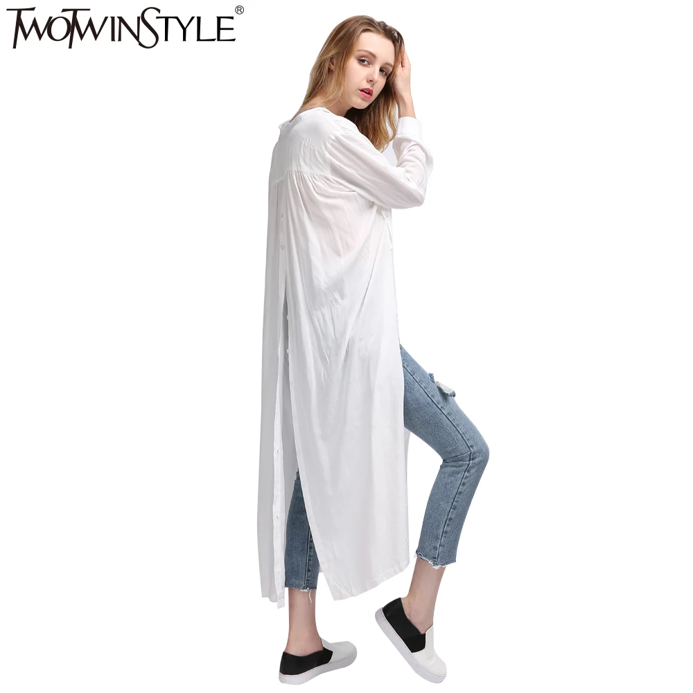 Женская Повседневная рубашка TWOTWINSTYLE белая и черная блузка с длинным рукавом