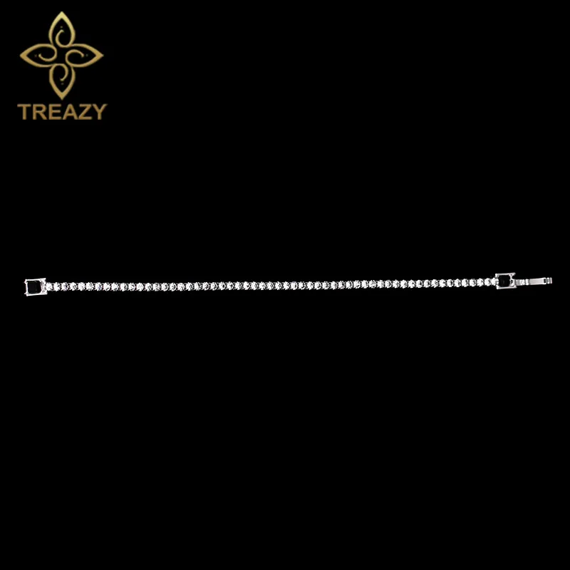 Простые свадебные браслеты TREAZY с кристаллами для женщин серебряные стразы и