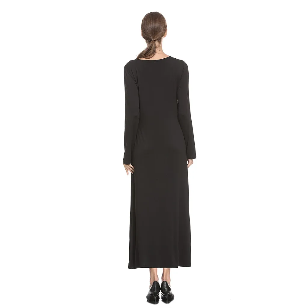2019 Muslima Jubah Fashion Basic женское желтое Черное Длинное Платье Макси|Женские платья| |