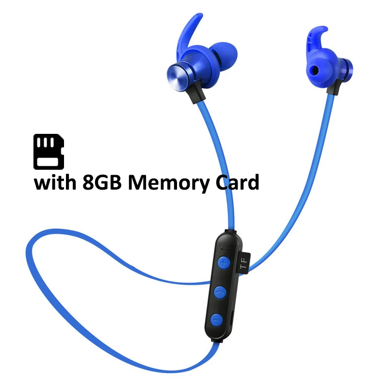 Blue with 8 GB Card Arikasen, Расширенная память, bluetooth, Mp3 плеер, спортивный, беспроводной, MP3 музыкальный плеер, Walkman, наушники, для бега, Mp3 плеер - Цвет: Blue with 8 GB Card