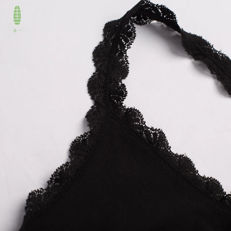 Тонкий Топ Guiyi из нейлона с кружевом черного или белого цвета на бретелях для лета
