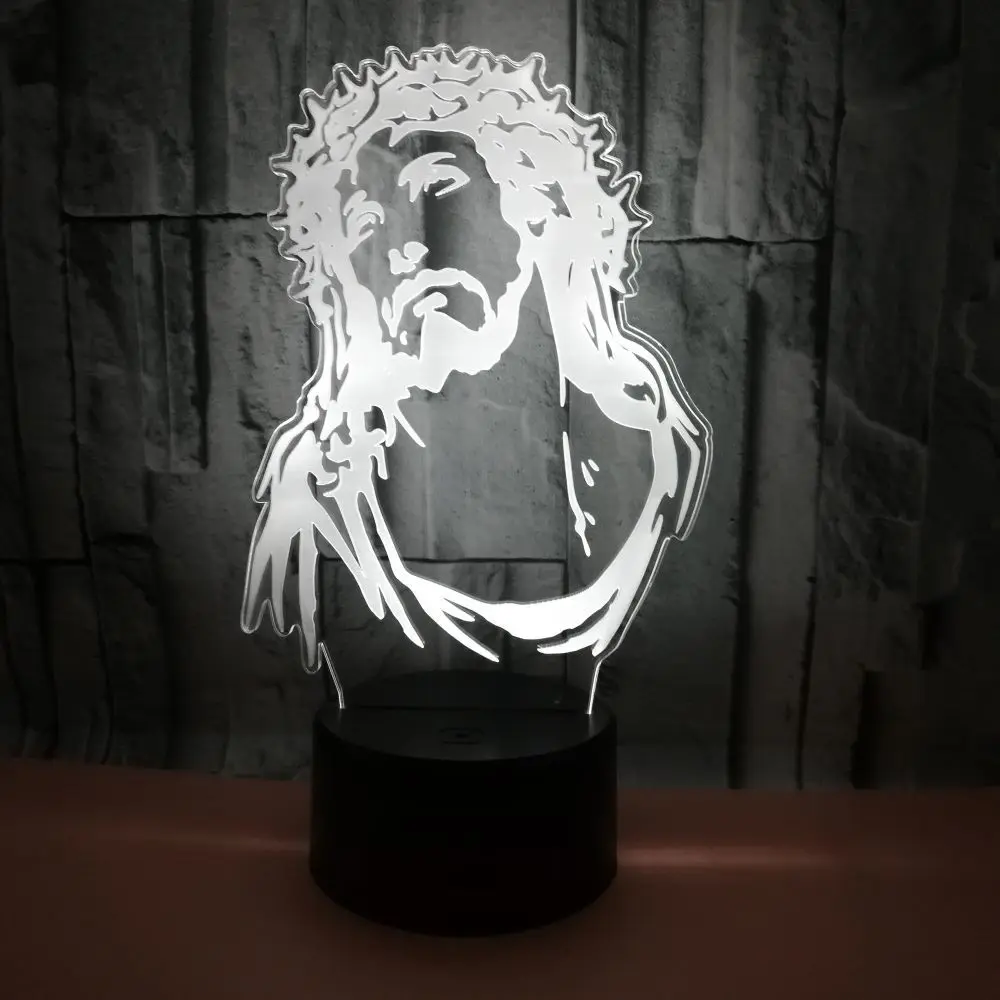 

Ночник с 3d изображением ииисуса, сенсорный цветной Настольный светильник с дистанционным управлением, светодиодные 3d маленькие настольные...