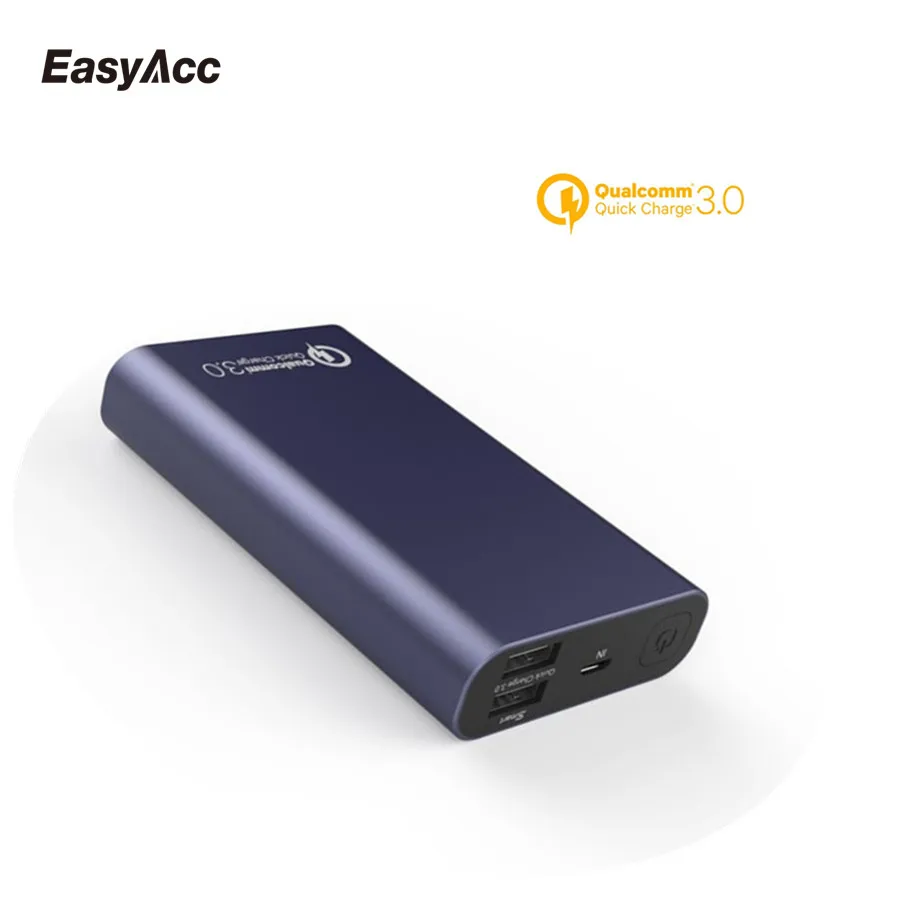 Портативный внешний аккумулятор Easyacc 10000 мАч 18650 QC3.0 быстрая зарядка два USB порта
