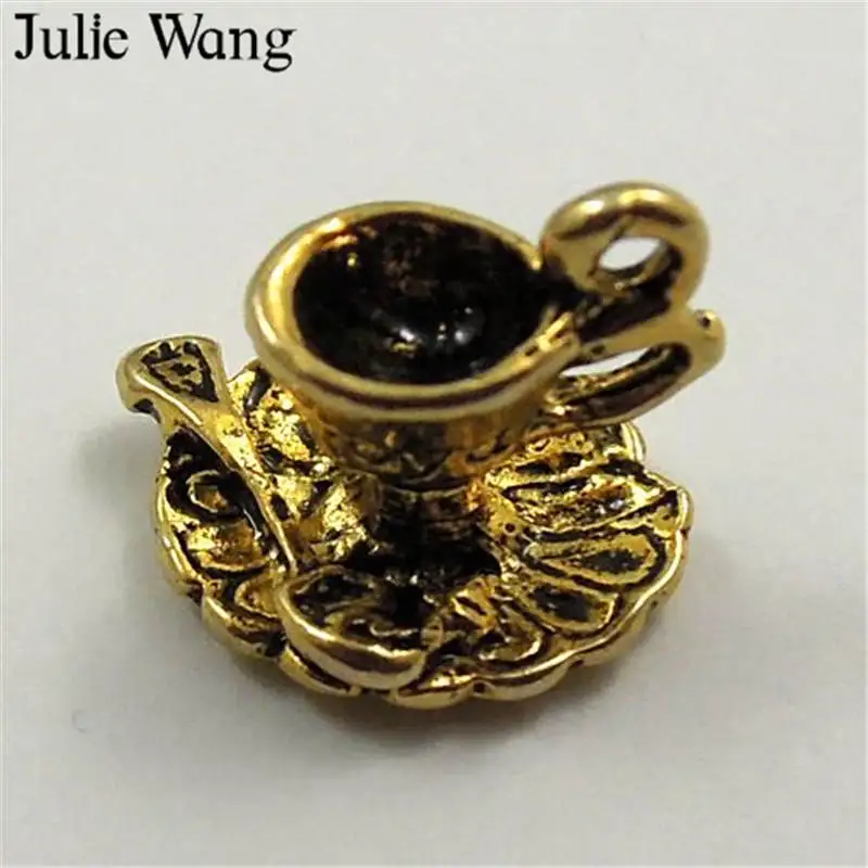 Julie Wang 5 40 шт. искусственная кожа старинный золотой сплав винтажная чашка ожерелье