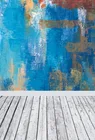 Фон для фотосъемки с деревянным полом, синяя Акварельная виниловая ткань, компьютерная печать, фоны для фотостудии, портретный Фотофон