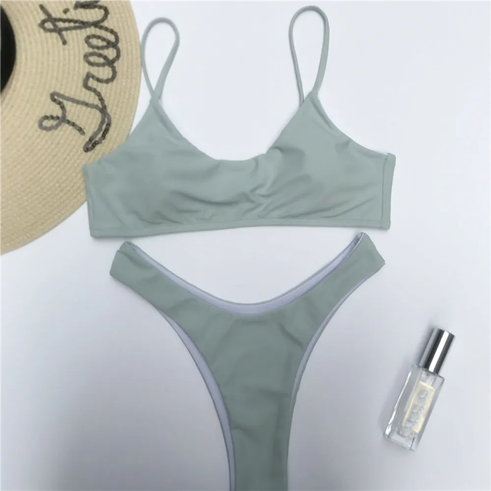 MUQGEW Triangle Bathing Suit Women Push-Up Padded Bra Beach Bikini Set Swimsuit Swimwear Beach Bathing Suit 0128