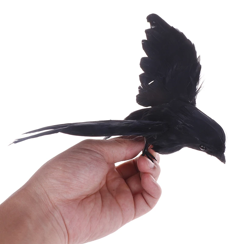 

Artificial Crow Garden Flocked Birds Crow Decoy Raven Halloween Decoration