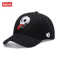 unikevow brand unisex baseball cap 3d skull embroidered snapback hat outdoor sport leisure caps