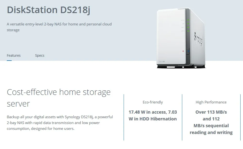 Synology NAS дисковая станция DS218j 2-отсек бездисковый nas сервер nfs Сетевое хранилище Облачное Хранилище 2 года гарантии