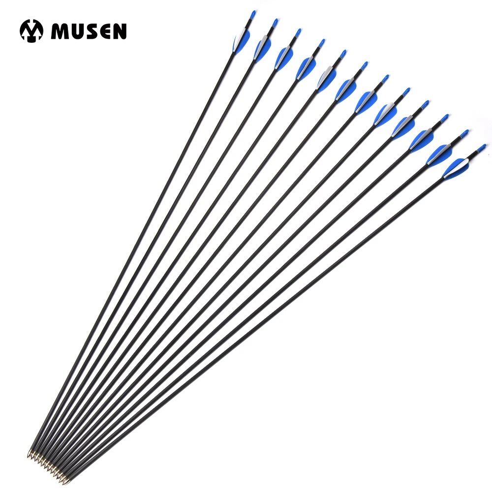

Spine 700 Pure Carbon Arrows Length 31 Inches ID 4.2mm for Recurve Bow Hunting and Practice Archery Shooting