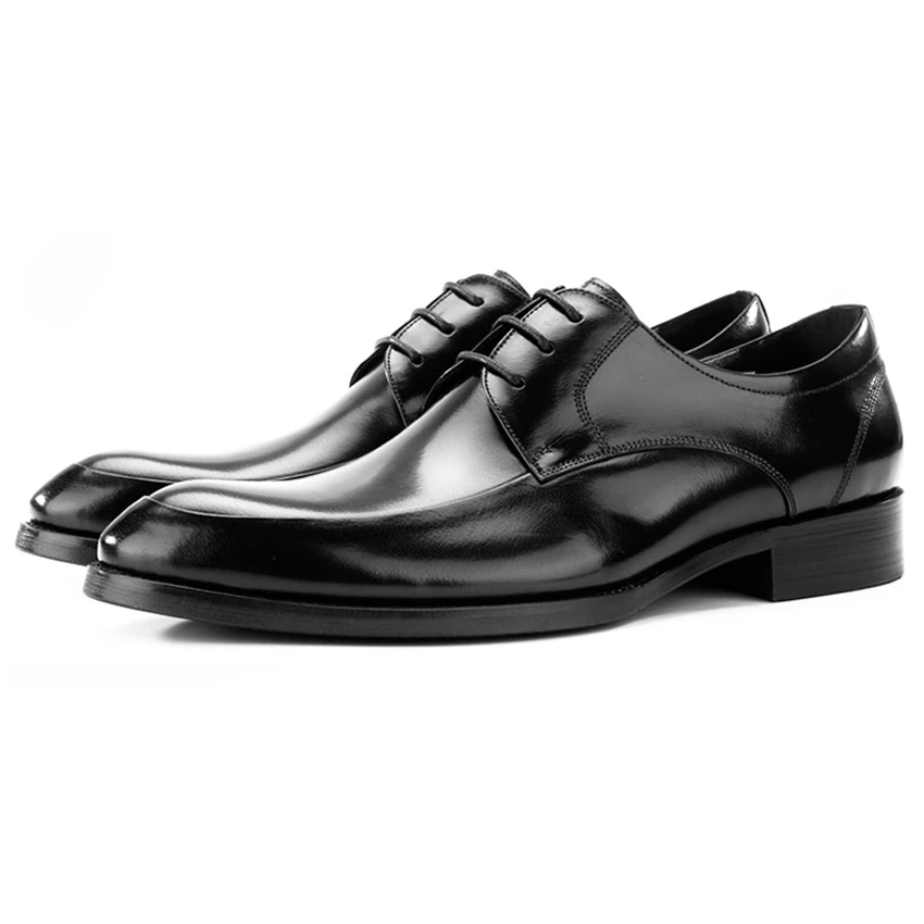 New Classic Genuine Cow Leather Formal Dress Men's Derby Shoes Banquet Welted Wedding Basic Laces Footwear For Gentleman SK131 | Обувь