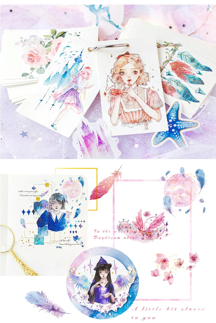 60 шт./упак. девушки молитва серии золочение Бумага Стикеры украшения дневник в стиле Скрапбукинг этикетка Стикеры Kawaii парфюмерией