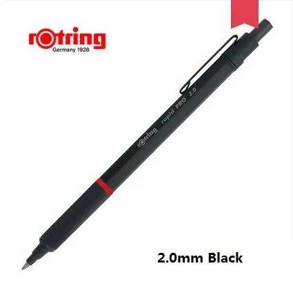 2.0mm black Rotring Rapid Pro металлический механический карандаш 2,0 мм/0,5 мм 0,7 мм черный/серебристый высококачественный автоматический карандаш для рисования - Цвет: 2.0mm black