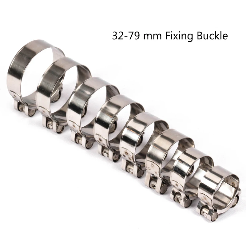 

Universal 32-79mm Fixing Buckle Motorcycle Exhaust Accessories Stainless Steel Bracket Modified Exhaust Pipe Adjust Round Buckle