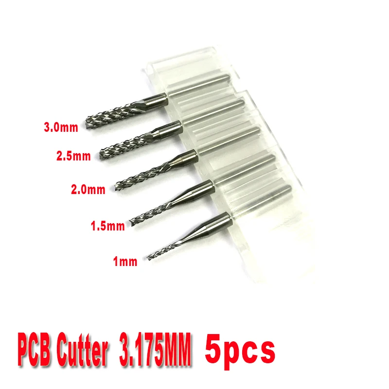 

1.0mm, 1.5mm, 2.0mm, 2.5mm, 3.0mm Mini PCB Carbide Tools, CNC Cutting Bits, Millinging Cutters Kit for Engraving Milling Machine