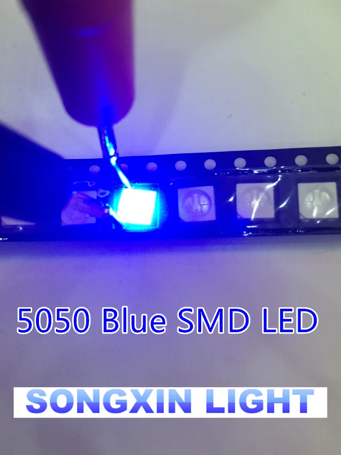 200 шт. светодиодные диоды 5050 синие smd/smt plcc-6 3-chips ультраяркие светоизлучающие