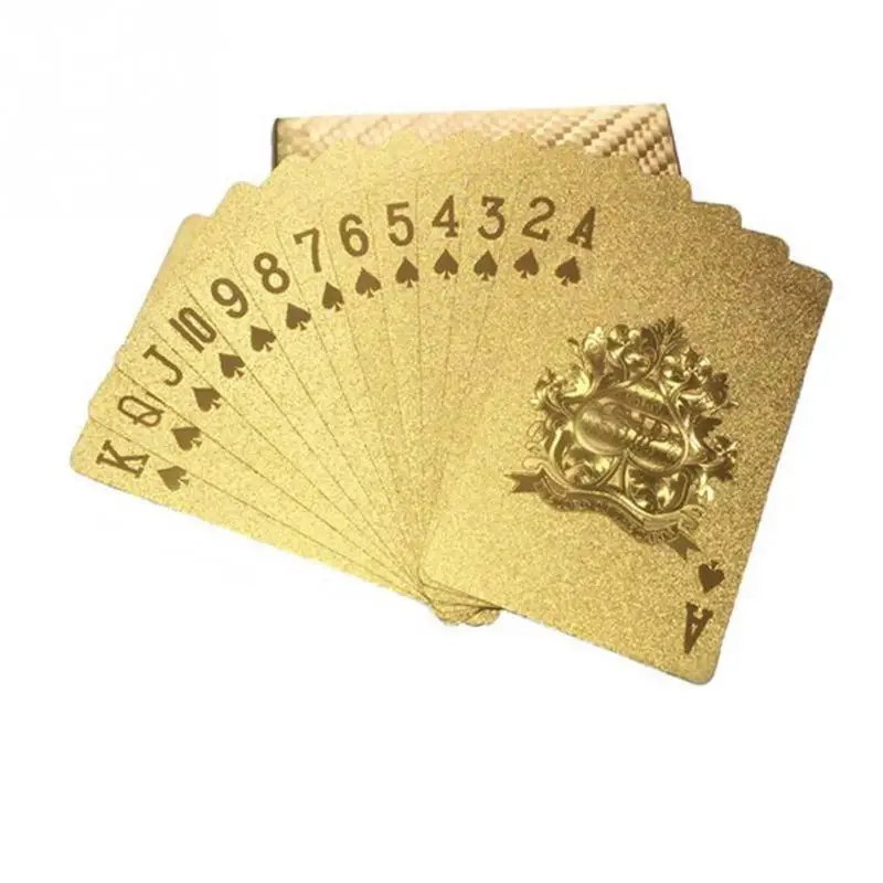 Wholesale 12 Sets Gold Foil Plated Poker Cards Waterproof Playing Card Limited Edition Collection Diamond Poker Creative Gift