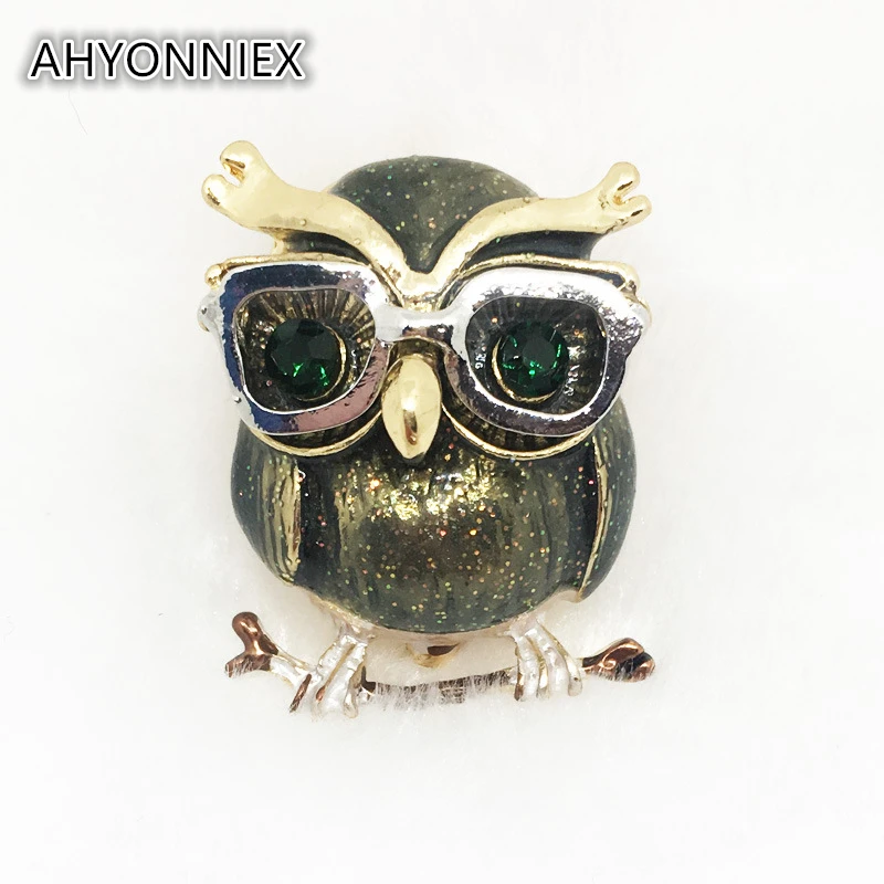 AHYONNIEX 1 шт. сплав Медь Цвет Сова Броши для женщин и мужчин Металлическая Птица