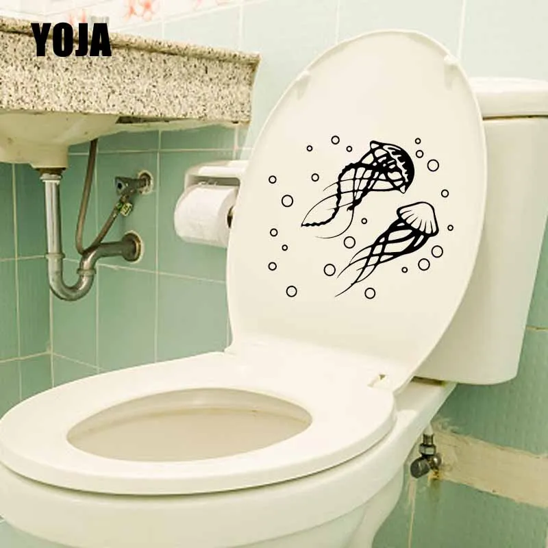 YOJA 24.1X21.3CM Медузы рыбы море океан пузыри настенные наклейки искусства Туалет