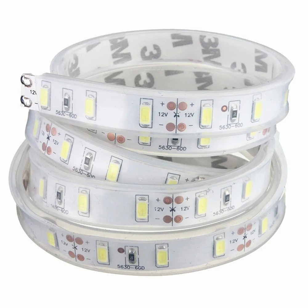Высокое качество IP65 1 м 5630 SMD 60 Светодиодный Силиконовая полоска светильник Холодный белый Водонепроницаемый 12V бесплатное техническое обслуживание