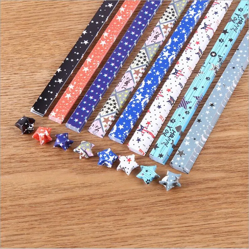 400 шт. оригами счастливая звезда бумажная бронзовая цветная флуоресцентная Креп